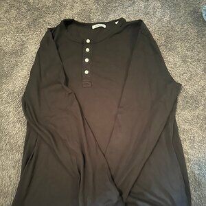 Buck Mason Pima Curved Hem Henley Black